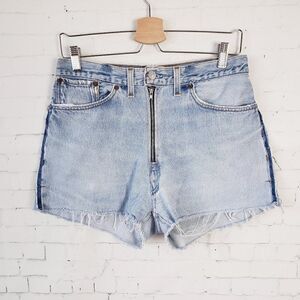 Re/Done Levis Denim Shorts Size 27 Waist Light Wash Exposed Zipper HRSEZ1120896